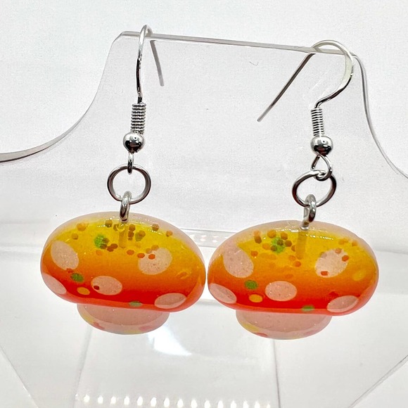 Mushroom Earrings - Glitter Earrings - Nature Earrings - Camping Earrings - Picture 6 of 10